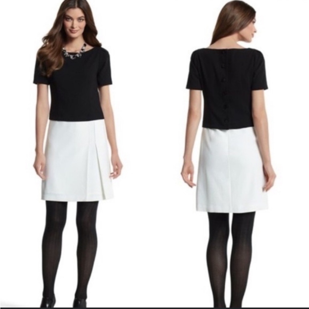 White House Black Market Dress, NWOT, Size 4, Black & White, Button Details